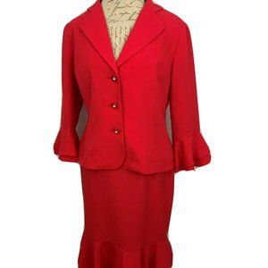D. Vine Women's Suit sz. 10 Red with Ruffles